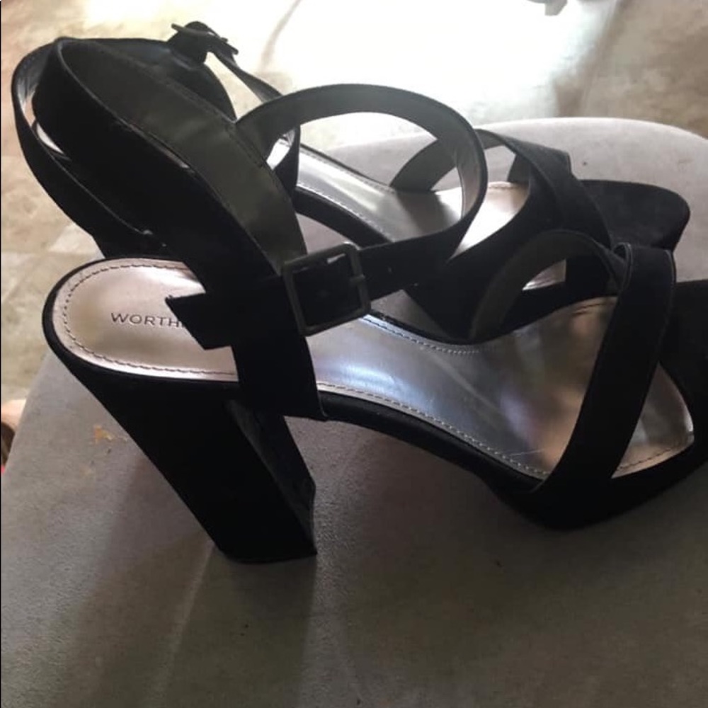 Black semi strappy heels